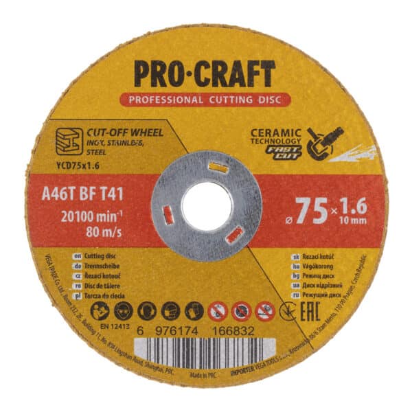 Rezný kotúč Procraft s keramickým zrnom YCD75x1.6 | YCD75x1.6