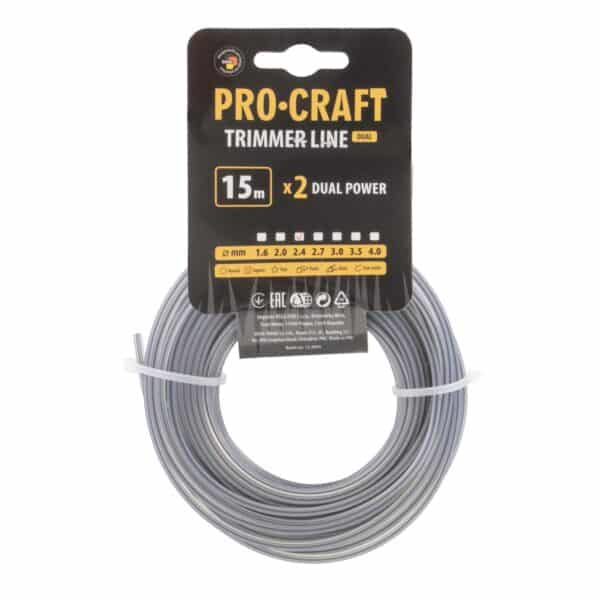 Rezacia struna (s výstužou) (2,4 mm) (15 m) štvorcová PROCRAFT | KV/J-2.4/15