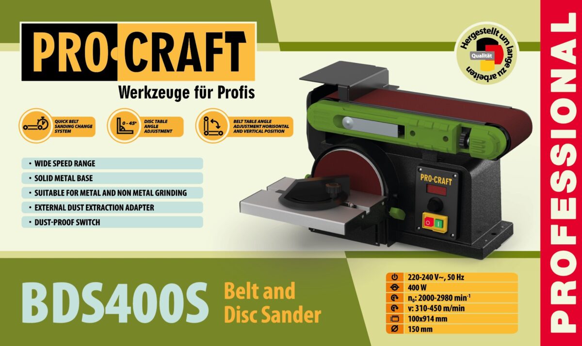 Procraft BDS400S Kombinovaná pásová a kotúčová brúska | BDS400S