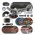 Aku bruska úhlová Procraft AG125B + 10x řezný, 4x lamelový, 5x brusný kotouče, rychloupínací matice | SAG125B-CD