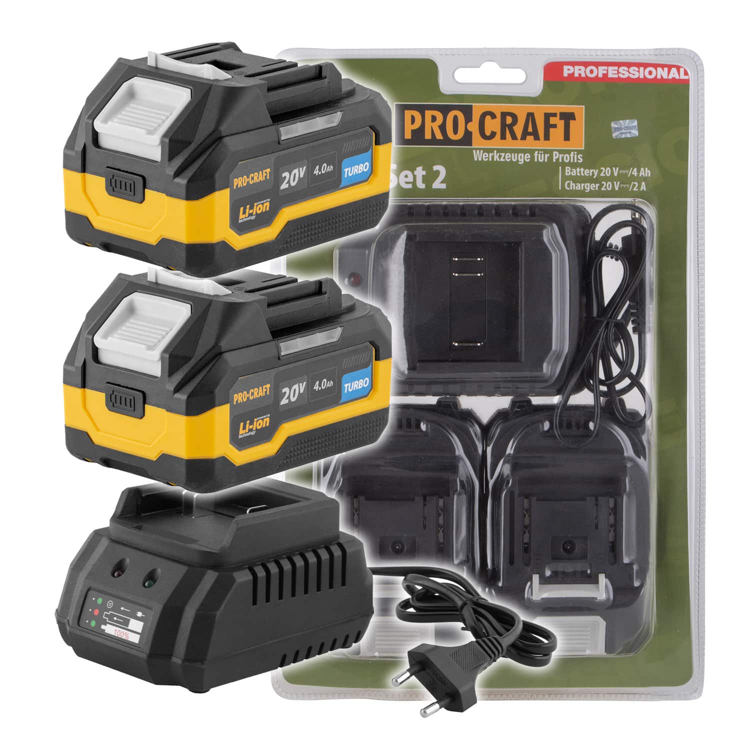 8016-sada-batérie-20v-4ah-2-ks-1-nabijecka-procraft-pbc-set-2-pbc-set-2 Sada batérie 20V 4Ah (2 ks) + 1 nabíjačka Procraft PBC-Set 2 | PBC-Set 2