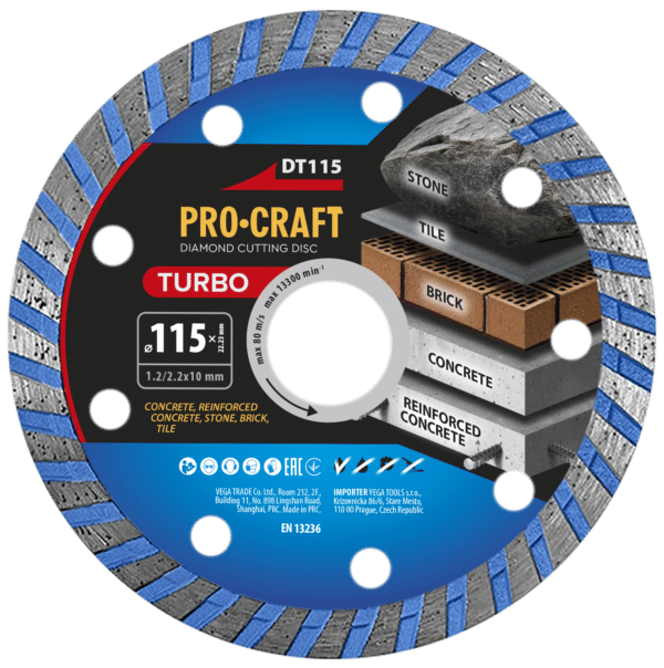 Diamantový rezný kotúč Turbo Procraft DT115 | DT115