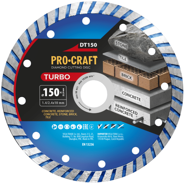 Diamantový rezný kotúč Turbo Procraft DT150 | DT150
