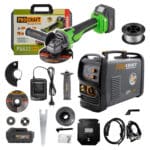 Sada zvárací poloautomatický invertor SPI-320 s aku uhlovou brúskou PGA22-1B-C + zvárací drôt FW81 | SSPI-320/PGA22-1B