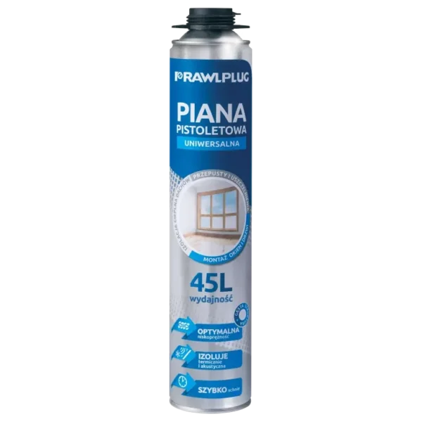 Pena pištoľová polyuretánová, 45 l, 750 ml plechovka RAWLPLUG