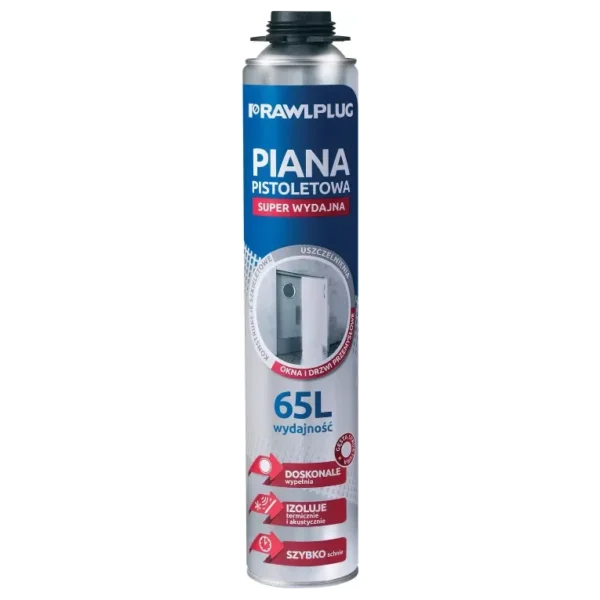 Pena pištoľová polyuretánová, 65 l, 840 ml plechovka RAWLPLUG