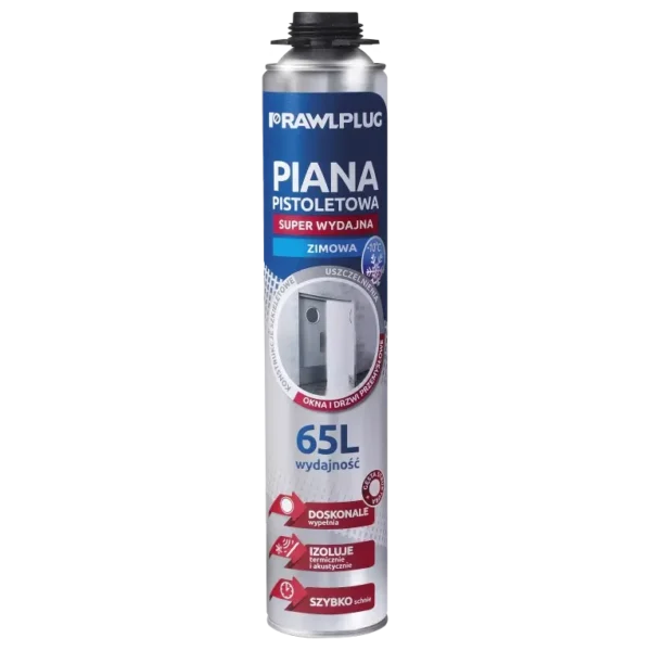 Pena pištoľová polyuretánová, 65 l, 840 ml plechovka - zimná RAWLPLUG