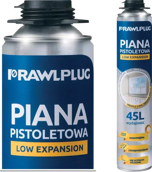 Pena pištoľová polyuretánová nízkoexpanzná, 45 l, 750 ml plechovka RAWLPLUG