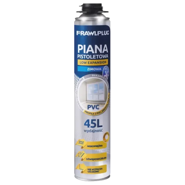 Pena pištoľová polyuretánová nízkoexpanzná, 45 l, 750 ml plechovka - zimná RAWLPLUG