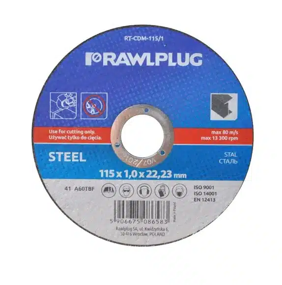 Kotúč korundový na rezanie ocele, O115 mm RAWLPLUG