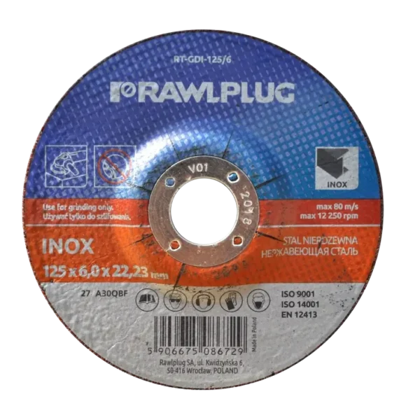 Kotúč korundový na brúsenie nerezovej ocele, O125 mm RAWLPLUG
