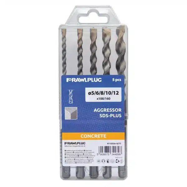 Sada vrtákov do betónu AGGRESSOR SDS plus; 5, 6, 8, 10, 12 mm RAWLPLUG