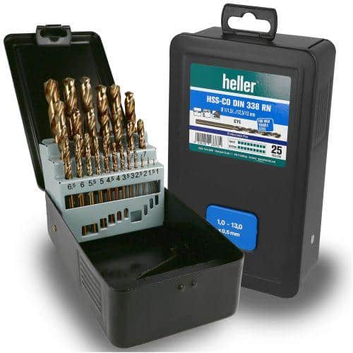 KAZETA VRTÁKOV HSS-Co DIN 338 RN 1-13mm; 25diel. - kovová HELLER 23777 2