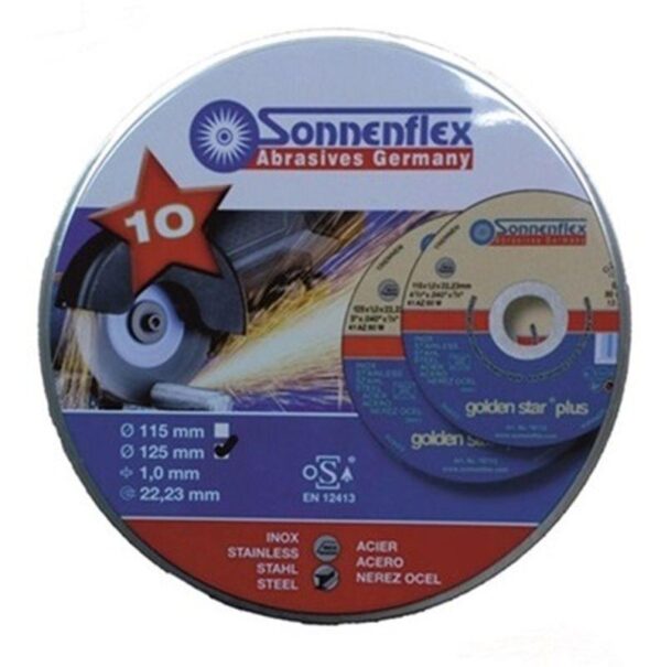 KOTÚČ REZNÝ 125x1,0x22,23 AZ60WBF F41 GS-Plus INOX; KOVOVÝ BOX 10 ks Sonnenflex 76713D