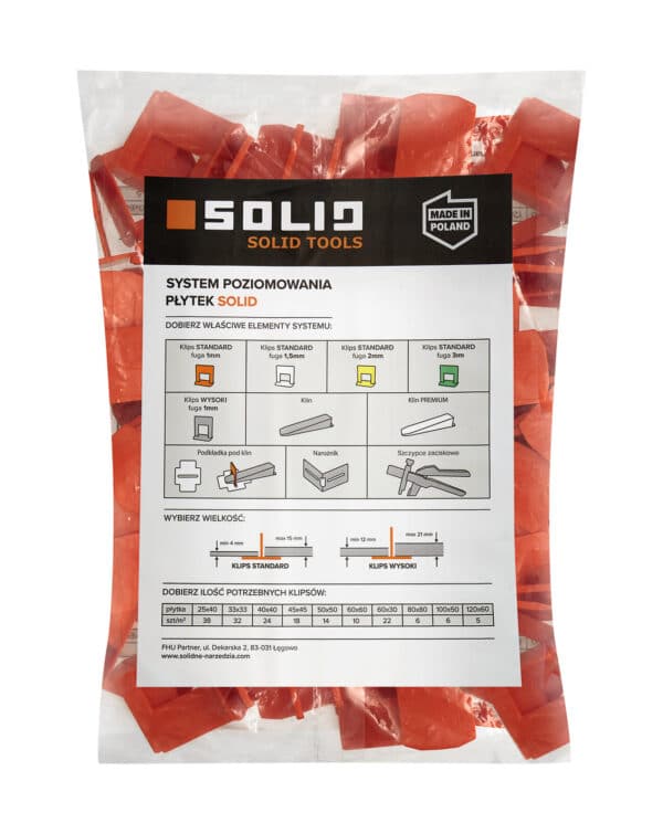 Spona leveling STANDARD 1 mm 100 ks SOLID TOOLS