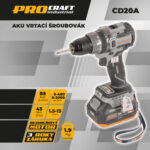 Akumulátorový vŕtací skrutkovač Procraft Industrial CD20Abb (bez akumulátora a nabíjačky) | CD20Abb – Obrázok 9