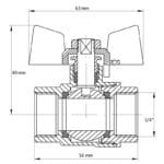 Guľový kohút motýľ žltý 3/4"FF | KR.217 3/4"FF