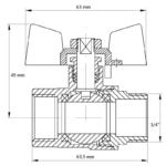 Guľový kohút motýľ červený 3/4" FM | KR.218 3/4"FM