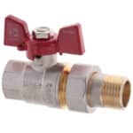 Guľový kohút so šróbením, priamy, motýľ, červený 1/2" FM | KR.227 1/2"FM