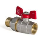 Guľový kohút so šróbením, priamy, motýľ, červený 3/4" FM | KR.227 3/4"FM