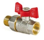 Guľový kohút so šróbením, priamy, motýľ, červený 3/4" FM | KR.227 3/4"FM