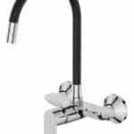 Nástenná drezová batéria s flexibilným výtokom MIXXUS PREMIUM ALEX 005 REFL.BLACK, čierna | ALEX 005 REFL.BLACK
