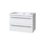 Mereo Bino, koupelnová skříňka s umyvadlem z litého mramoru 81 cm, biela
