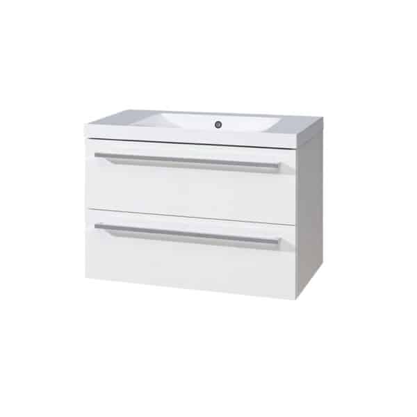 Mereo Bino, koupelnová skříňka s umyvadlem z litého mramoru 81 cm, biela