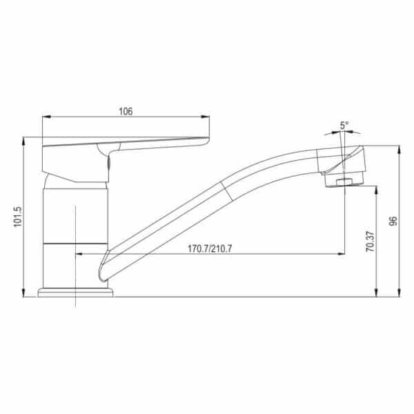 Mereo Drezová stojanková batéria, Zuna, s ramienkom plochým 210 mm, chróm