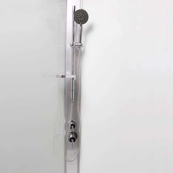Mereo Sprchový box, čtvercový, 90 cm, satin ALU, sklo Point, zadní stěny bílé, SMC vanička, bez stříšky