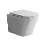 Mereo WC set - Smart flush rimless WC hranaté, modul pre sadrokartón, chróm hranaté tlačidlo matné – Obrázok 2