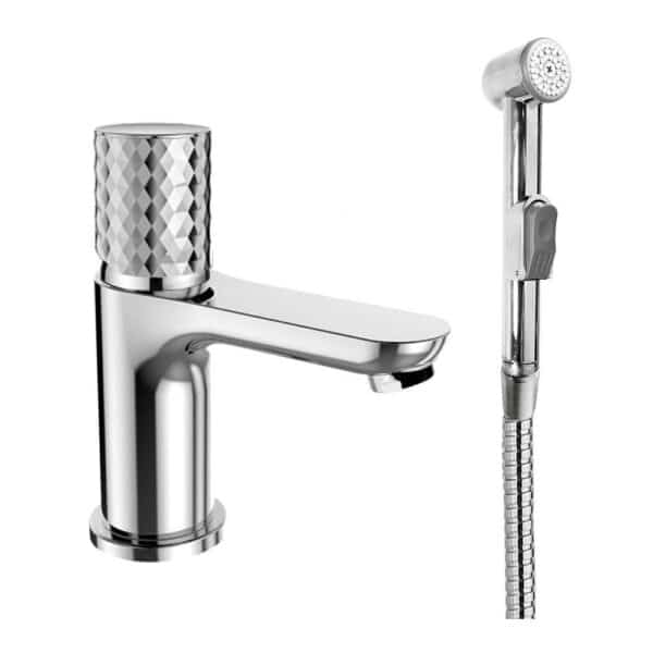 Mereo Umývadlová stojanková batéria diamant, Viana, s bidetovou sprchou