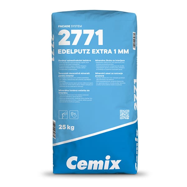 2771_EdelputzExtra_1mm_25kg_2023_3D Minerálna omietka do interiéru Cemix 2771 Edelputz Extra 1 mm – balenie 25 kg