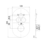 Mereo Kryt oválný pre 3-cestnú podomietkovú termostatickú batériu, 120 * 200 mm – Obrázok 2