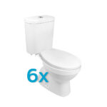 Mereo WC kombi, RIMLESS, spodný odpad s armatúrou, 6ks