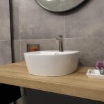 Mereo Umývadlo na dosku s prepadom, Lota, 400x400x150 mm, štvorcové, keramické – Obrázok 5