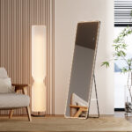 Mereo Zrkadlo hranaté 500x1700 mm, LED osvetlenie, závesné aj stojaté, čierny rám – Obrázok 4
