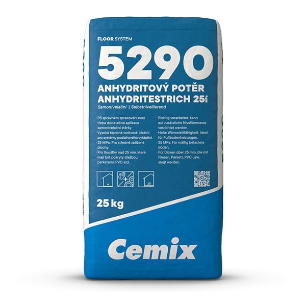 Anhydritový poter Cemix 5290 pod podlahové vykurovanie – balenie 25 kg