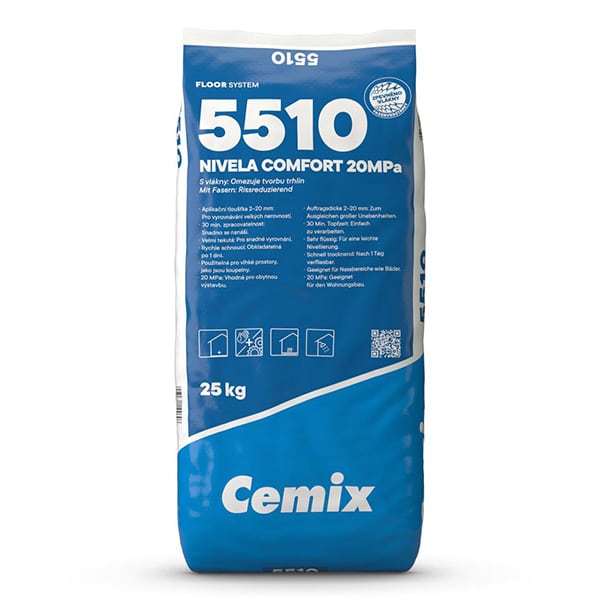 Samonivelačná stierka s vláknami Cemix 5510 Nivela Comfort – balenie 25 kg