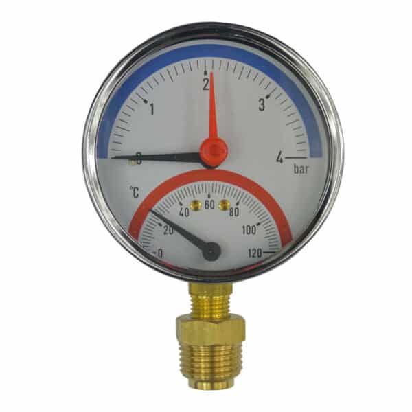 Klum Termomanometer 0-4bar, 0-120 °C, spodný vývod 1/2"