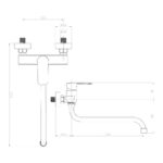 Mereo Drezová nástenná batéria, Pego, 150 mm, s ramienkom rúrkovým ø 18 mm - 300 mm, chróm – Obrázok 4