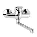 Mereo Drezová nástenná batéria, Sonáta, 100 mm, s ramienkom plochým rovným 300 mm, chróm