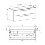 Mereo Bino, kúpeľňová skrinka s umývadlom z liateho mramoru 121 cm, biela/dub – Obrázok 2