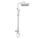 Mereo Eve vaňová batéria s hlavovou hranatou slim sprchou 300x300 mm, nerez