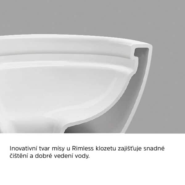 Mereo WC závesné, RIMLESS, 530x355x360, keramické, vr. sedátka CSS123