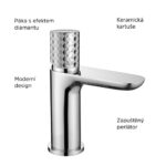 Mereo Umývadlová stojanková vysoká batéria,diamant, Viana, bez výpuste, chróm – Obrázok 3
