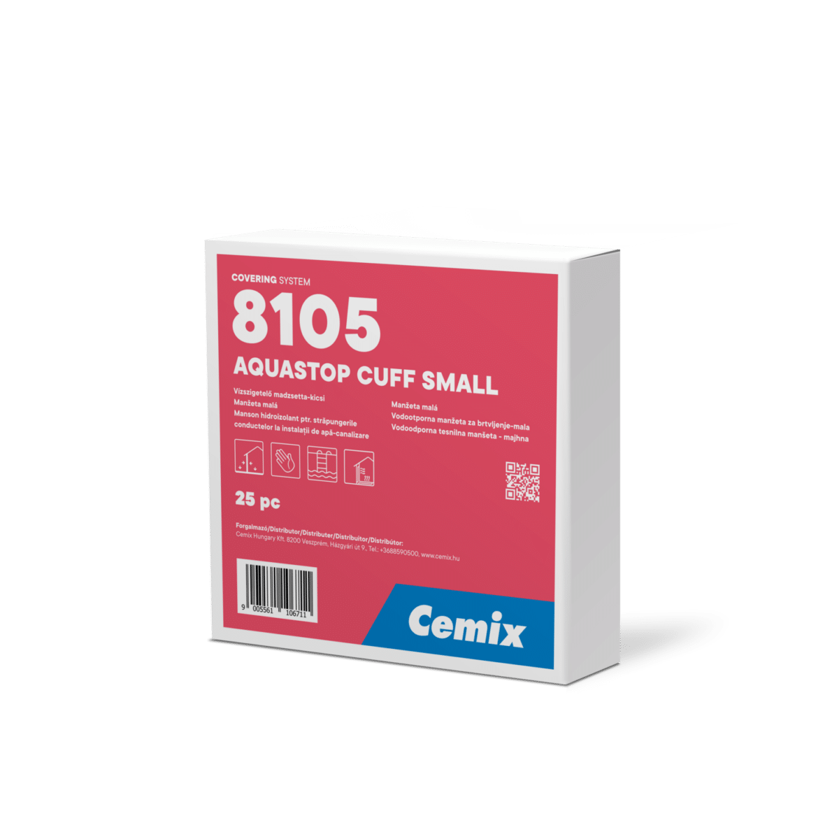 Tesniaca manžeta na batérie Cemix 8105 Aquastop Cuff Small – balenie