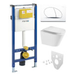 Mereo WC set - Smart flush rimless WC oblé, modul pre sadrokartón, biele oválne tlačidlo