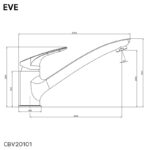 Mereo Drezová stojanková batéria, Eve, s plochým ramienkom 210 mm, chróm – Obrázok 2