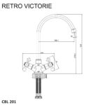 Mereo Drezová stojanková batéria, Retro Viktorie, výška batérie 315 mm, chróm – Obrázok 2